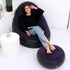 MENGDUO Inflatable Leisure Sofa Chair and Footstool Outdoor Folding Lounger Sofa Flocking Lazy Couch (Navy)