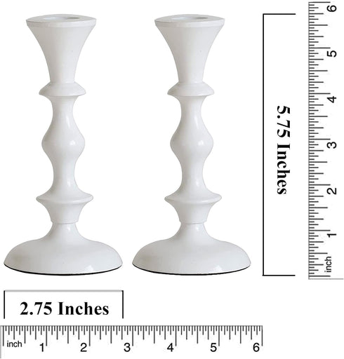 Rely+ White Candle Holders Set of 2 Decorative Centerpiece Table Holders for Taper Candles Home Decor Wedding