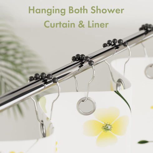 Amazer Black Shower Curtain Hooks, Decorative Rust Proof Acrylic Balls, Stainless Steel, Set of 12