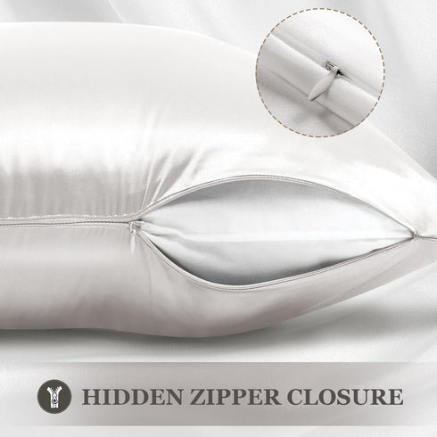 Adubor Silk Pillow Case - 23 Momme 6A Grade Fibers, 900 Thread Count, Queen 20''x30'', Ivory White