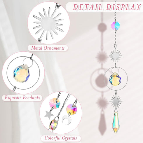 Ysleen 10 Pcs Colorful Crystals Suncatcher Hanging Sun Catcher for Window with Chain Pendant Ornament Garden Prism