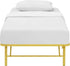 Modway Horizon Folding Metal Mattress Bed Frame, Twin Size, Yellow, Replaces Box Spring