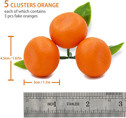 5 Decor(15Pcs) Mini Clusters Artificial Orange Fake Orange Simulation Mini Orange Plastic Fruits for Decoration