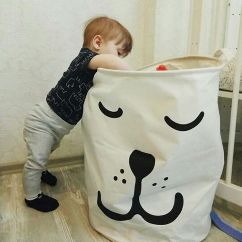 FANKANG Large Canvas Laundry Storage Basket, Foldable Nursery Hamper with Waterproof PE Coating for Kids, Office,