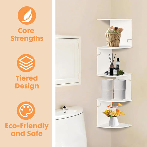 5 7.87 7.87 33.46 INCHES ShellKingdom Corner Shelf Wall Mount, Tier Corner Bookshelf, Floating Display Shelves