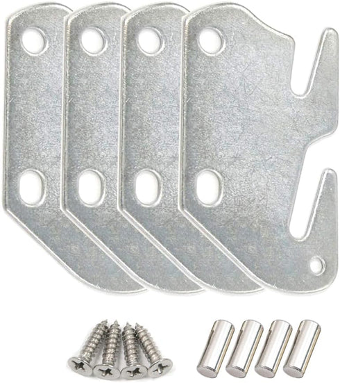 Bitray Wood Bed Plates, 4pcs Wood Bed Rail Hook Plates for Bed Frame Bracket Headboard Footboard Replacement