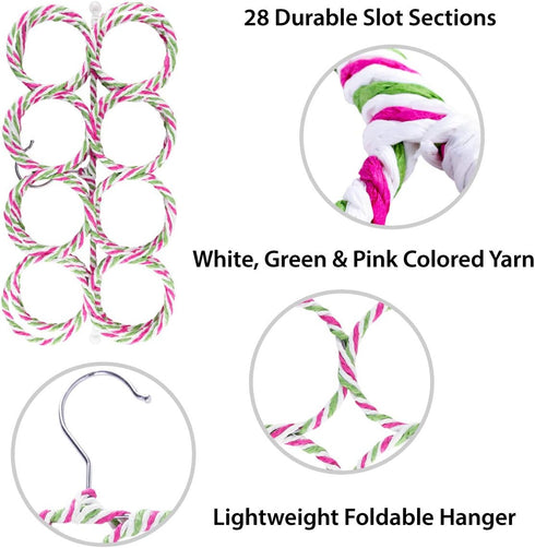 Super Z Outlet Foldable Clothing Closet Hanger, 28 Ring Hole Slots Organizer, Multicolor