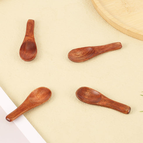 NQEUEPN 4 2.36in Pcs Handmade Tiny Wooden Spoons, Tiny Spoons for Spices Mini Wooden Spoons for Sauces Sugar Salt Dips