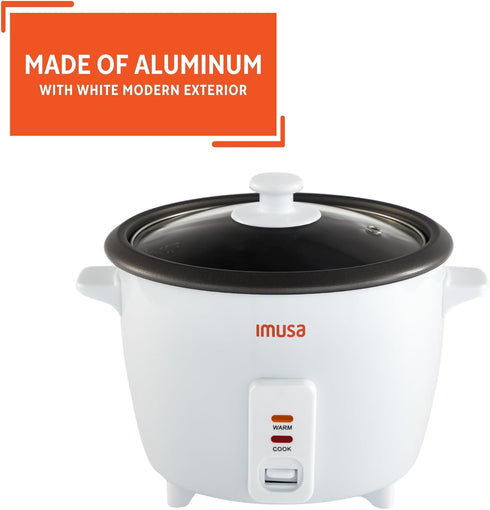 GAU-00013 8-Cup 16-Cup IMUSA USA Electric Nonstick Rice Cooker (Uncooked) (Cooked), White