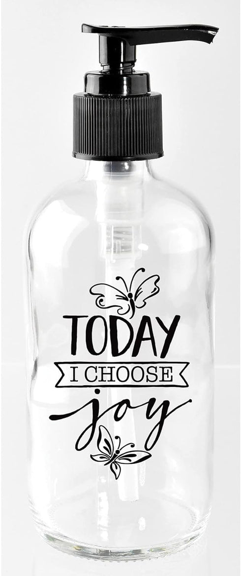 Dexsa Today I Choose Joy Glass Soap Dispenser, 8 oz