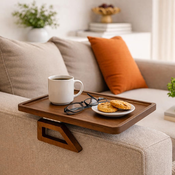 Sofa Table Tray - Bamboo Couch Armrest Table Universal Fit - Sofa