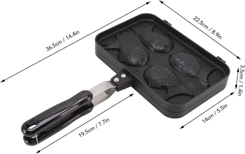 Taiyaki Fish Shaped Pancake Maker Pan, Non-Stick Double Baking Pan with 4 Fish for Kitchen Waffle Baking