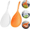 2 Pieces Slotted Strainer Scoop Colander, Plastic Skimmer Spoon with Handle for Kitchen Cooking, White and Orange