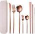 AARAINBOW 8 Pieces Portable Reusable Stainless Steel Flatware Set, Travel Utensils Including Chopsticks, Knife, Fork,