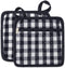 NEOVIVA Quilted Kitchen Pot Holder Set - 2 Hot Pot Holders, 8”x8”, Heat Resistant with Pocket, Checked Navy Blue