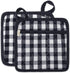 NEOVIVA Quilted Kitchen Pot Holder Set - 2 Hot Pot Holders, 8”x8”, Heat Resistant with Pocket, Checked Navy Blue