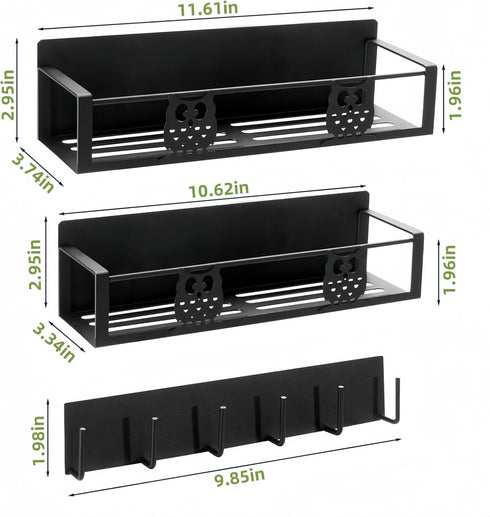 Magnetic Spice Rack for Refrigerator, Magnetic Shelf Organizer for Fridge Side, Small Kitchen Storage Rack with Hooks