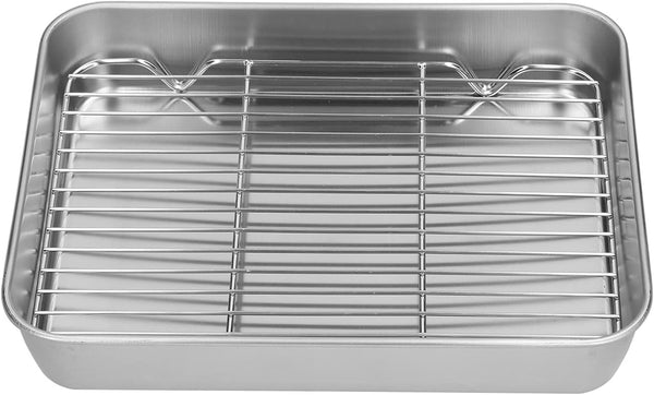 Rectangular Roasting Pan with Rack, Stainless Steel Baking Pan, Easy for Cooking, 26.5 * 20.5 * 5CM