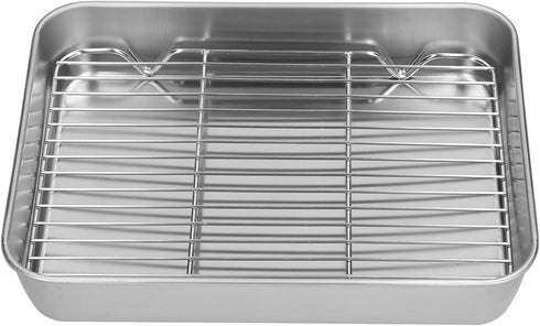 Nonstick Roasting Pan, Small Roasting Pan with Flat Rack, Professional Roast Pan Set