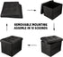 L17W13H13inches Collapsible Ottoman with Storage - Foot Rest Ottoman with Side Pocket - Black