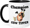 3dRose Funny Champion Cow Tipper | Cowin Tipping Humor Two Tone Mug, 11 oz, Black/White