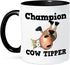 3dRose Funny Champion Cow Tipper | Cowin Tipping Humor Two Tone Mug, 11 oz, Black/White