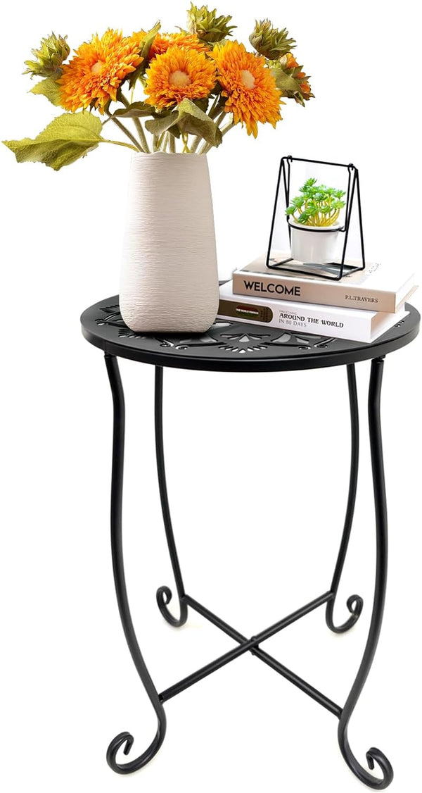 Fashion&cool Side Tables for Small Space, Metal Outdoor Indoor Round Side Table, Small