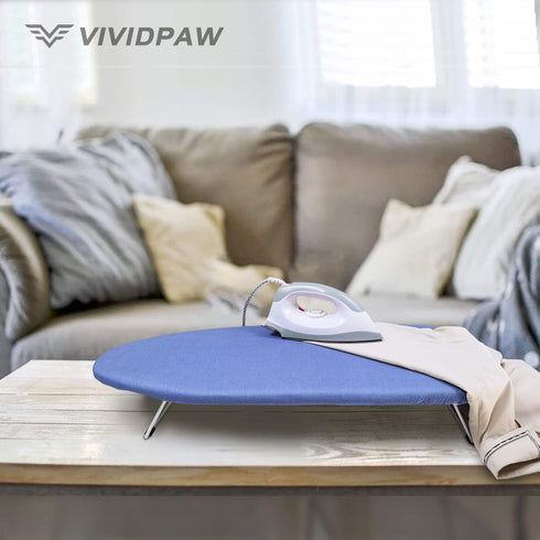 Tabletop Ironing Board Cover and Pad, 12.5 x 32 Inch Heavy Duty Silicone Coated, Elastic Edge, Blue