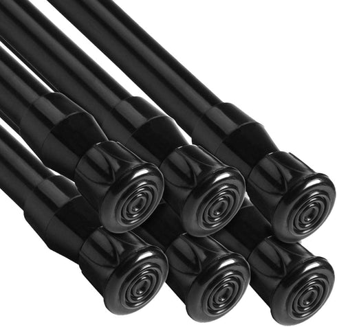 Tension Rods 28 to 48 Inches 6 Pack Adjustable Extension Black Spring Loaded Curtain Rod for Windows