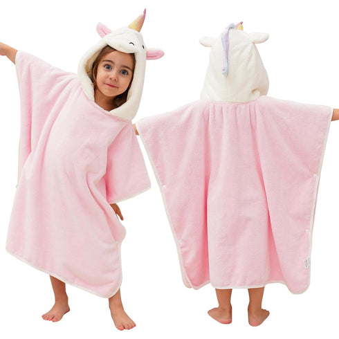 PINNKKU 3D Unicorn Hooded Towel, Ultrasoft & Absorbent Bath Towel for Babies,