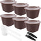 6 Pcs Refillable Coffee Pods Kit, 5.4x3.5 cm Food Grade PP Coffee Capsule with 2 Spoon and 2 Brush