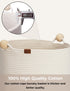 StorageWorks 72L Cotton Rope Laundry Basket with Wooden Beads Handles, Woven Storage for Clothes, White & Khaki