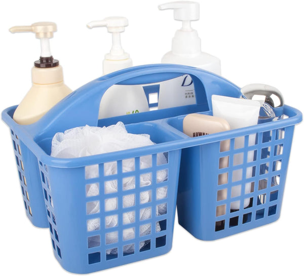 JiatuA Portable Shower Caddy Basket, Blue Cleaning Supplies Organizer with Handle, Divided Tool Bin for Bathroom,