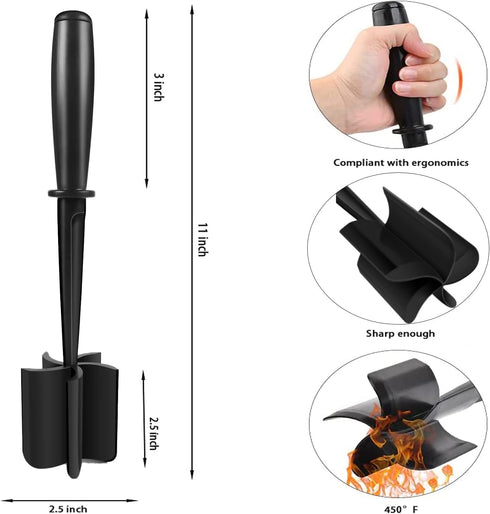 Meat Chopper,Hamburger Chopper,Beef Masher,Heat Resistant Meat Masher Tool for Hamburger Meat,Premium Heat Resistant Meat Chopper Utensil,Nylon Ground Beef Chopper Tool and Meat Fork