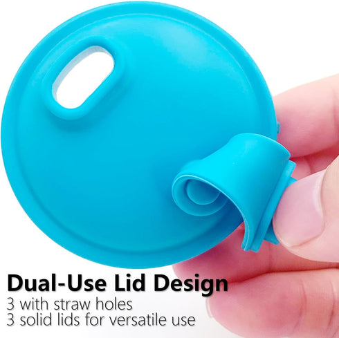 Qgond 6 6 3 3 2.13 Inch PCS Silicone Soda Can Lids, Reusable Can Covers in Colors with Straw Openings & Fully Sealed