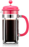 Bodum 34oz Caffettiera French Press Coffee Maker with Reusable Stainless Steel Filter, BPA-Free Plastic Carafe, Pink