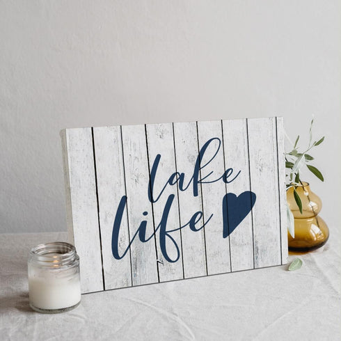 Tizzer Lake House Decor - Lake Life Canvas Wall Art Prints for Home and Outdoor Porch, 11x14 Inches