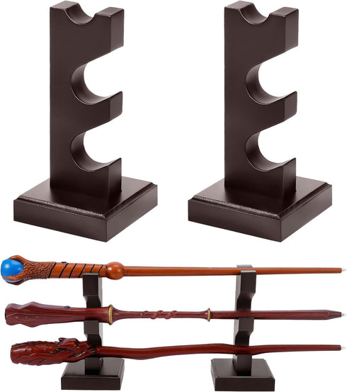 ChampWe Wizard Wand Display Stand, Wooden 3 Tiered Magic Wands Holder for Collection, Brown