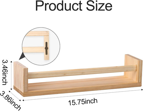 Gneric 15.7 inch Rack(2 Pack) Floating Shelves for Wall, Burlywood Nursery Book Shelves, Kids Bookshelf, Wall Shelves