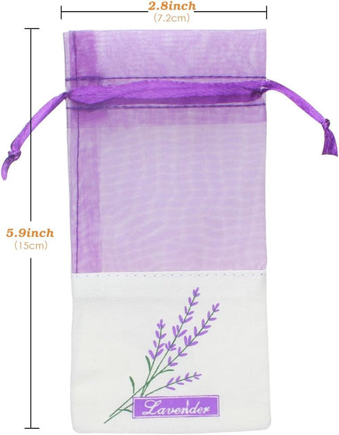 Sachet Empty Bags - Linen Fabric Organza Gauze Bags for Lavender, Spice, and Herbs (24pcs Purple Drawstring Bags)