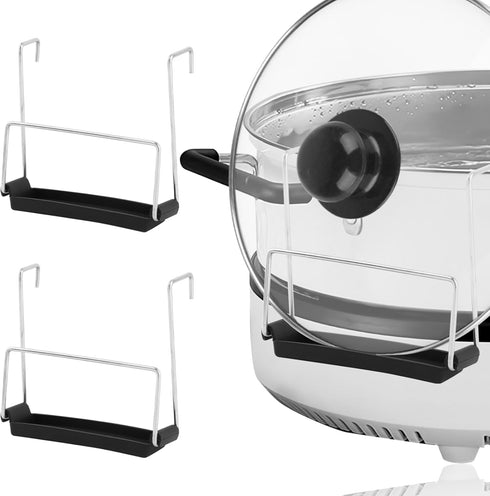 EMVANV Slow Cooker Lid Holder, 2pcs Stainless Steel Pot Rack with Silicone Sink, Keeps Countertop No Mess