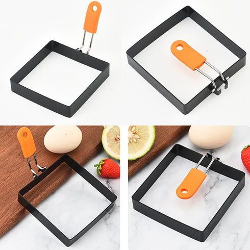 WOWITIS 4 4 Inch Egg,4" Large Pcs Sqaure Egg Ring for Griddle Frying Non-stick Stainless Steel Square Egg Mold,Square