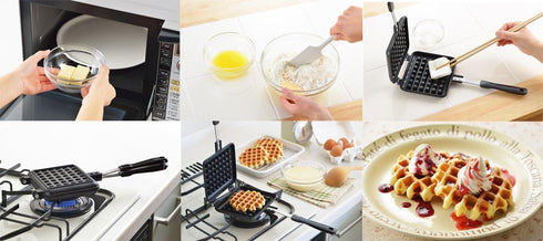 Yoshikawa SJ2275 Waffle Maker, Single, Fluorine Treatment, For Gas Stoves, Black, 13.6 x 5.6 x 1.3 inches (34.5 x 14.3 x 3.2 cm) by Yoshikawa