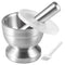 Tera 18/8 Stainless Steel Mortar and Pestle with Brush - Pill Crusher and Spice Grinder