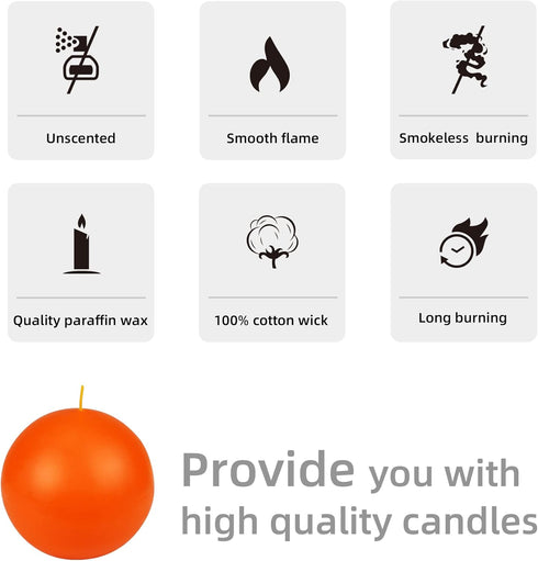 Zest Candle Ball Candles, 2-Piece, 4-Inch, Orange