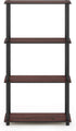 Furinno Turn-N-Tube 4-Tier Multipurpose Shelf Display Rack, Dark Cherry/Black Round Tubes