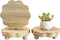 DEMULANS 3 Pack Small Scalloped Wood Risers for Display ,Wooden Stands with Removable