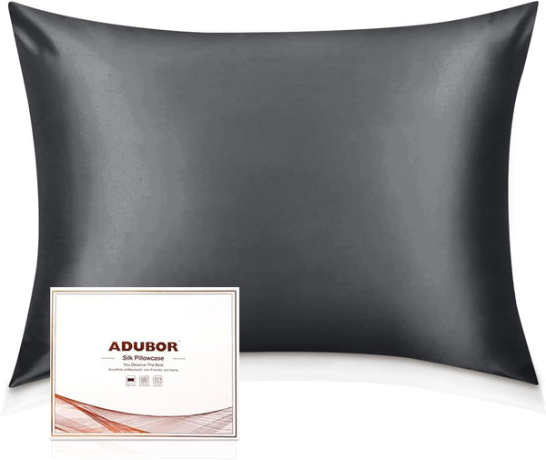 Adubor Silk Pillowcase, Mulberry Silk Pillow Case, 23 Momme 6A Grade Fibers, 900 Thread Count, Standard 20''×26'',