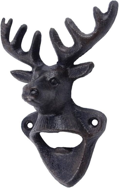 Treasure Gurus Cast Iron Wall Mount Deer Antlers Beer/Soda Bottle Opener