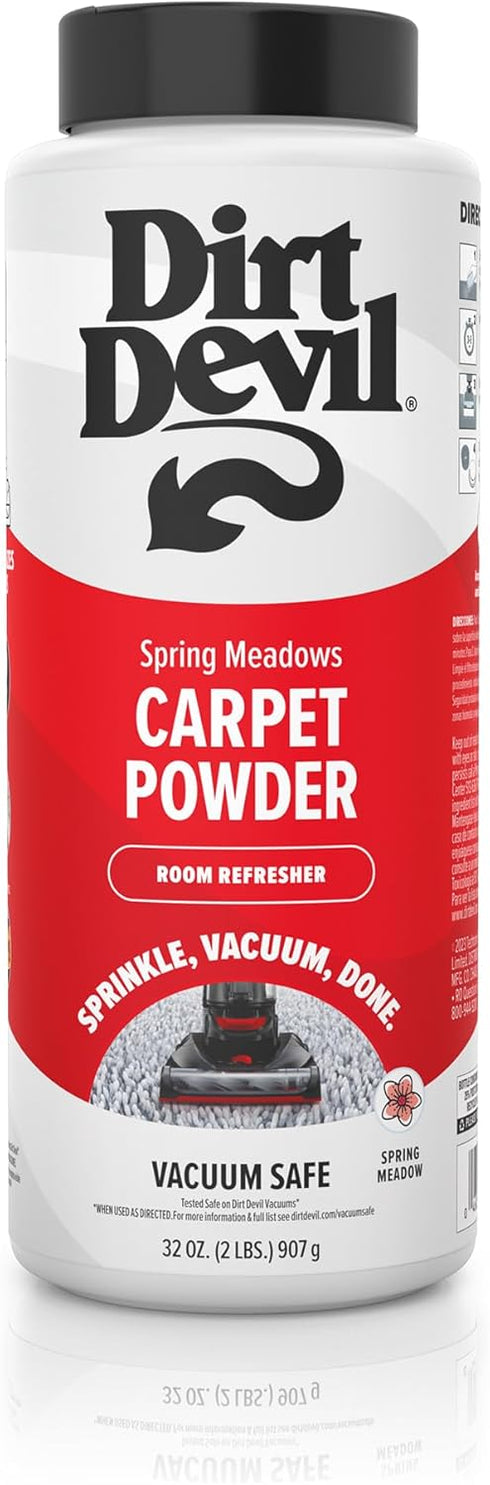 Dirt Devil 32 oz Carpet Powder, Room Refresher and Odor Eliminator, Spring Meadows Scent, Vacuum Cleaner Safe